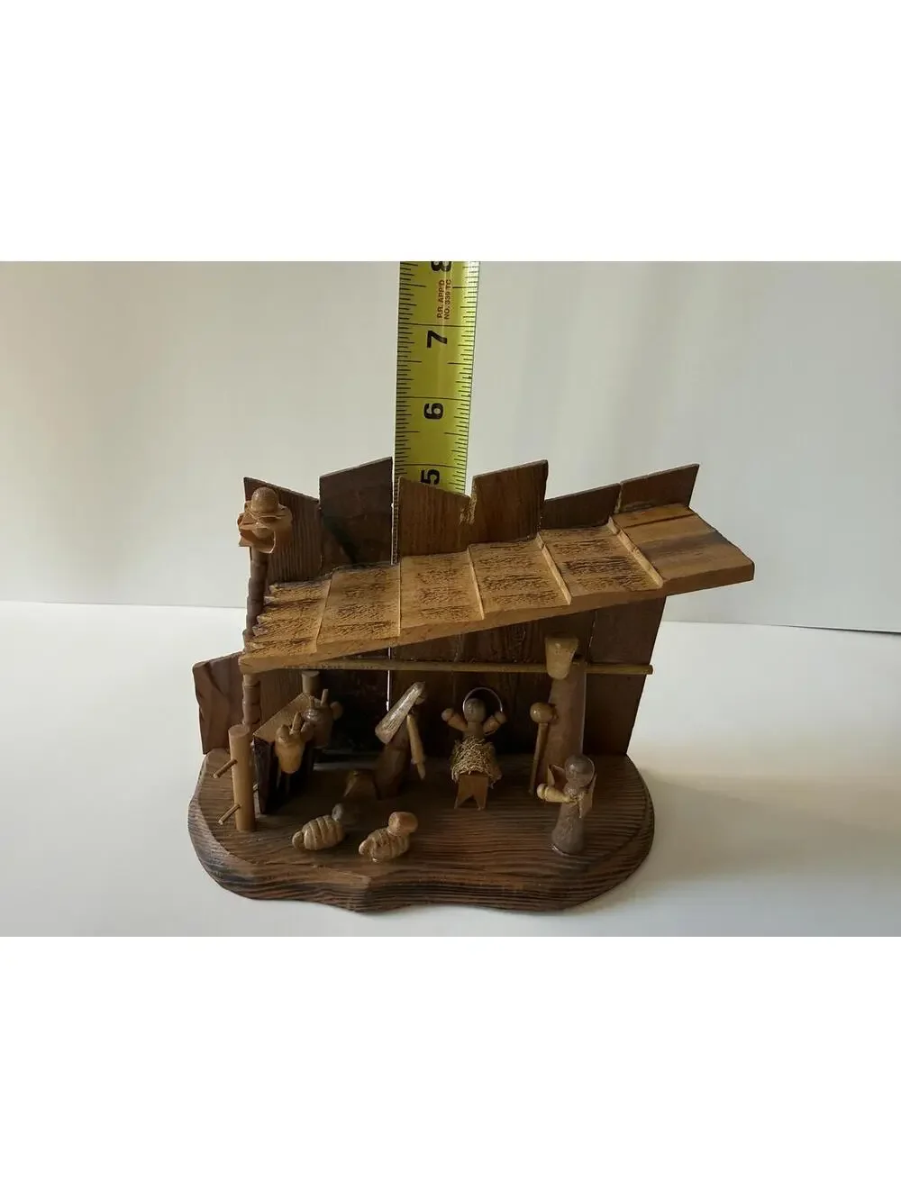 Vintage 1978 Handmade Folk Art Wooden Nativity Scene Christmas Creche Manger